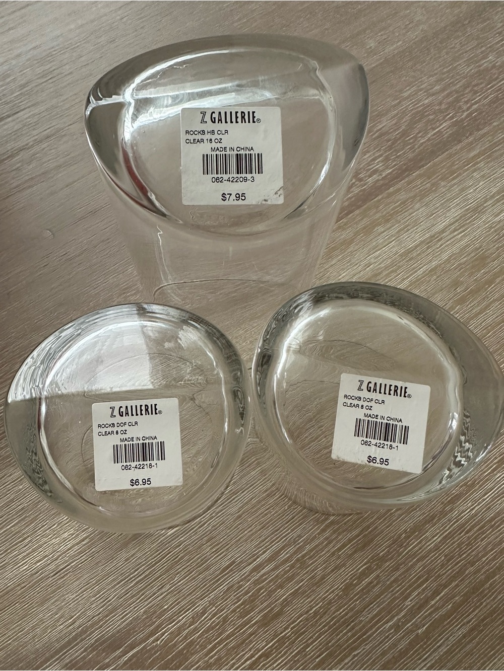 Z Gallerie Set of 3 Clear Glass Tumblers - Picture 2 of 5